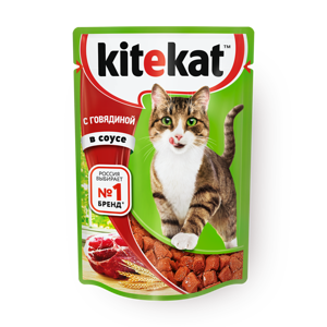 Фото Влажный корм для кошек Kitekat с говядиной в соусе