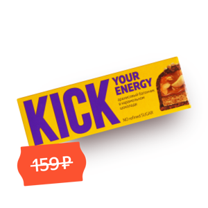 Фото Батончик арахисовый Kick в карамельном шоколаде