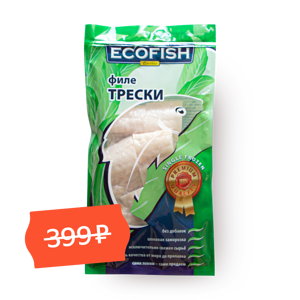 Фото Треска Ecofish филе с кожей свежезамороженное